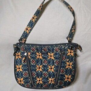 Lug Swivel Shoulder Handbag in Floral Tiles Teal